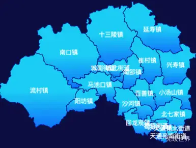 echarts北京市昌平区地图局部颜色渐变实例代码